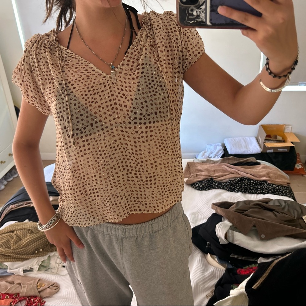 Ulla Johnson Tan Cropped Relaxed Blouse
